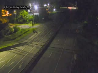 Traffic closest to camera is traveling Eastbound
