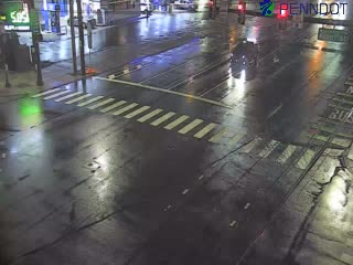 Traffic closest to camera is traveling Westbound