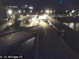 Traffic closest to camera is traveling Westbound