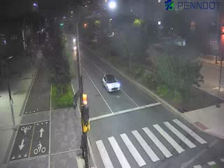 Traffic closest to camera is traveling Westbound