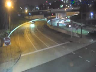 Traffic closest to camera is traveling Westbound