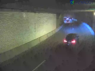 Traffic closest to camera is traveling Eastbound